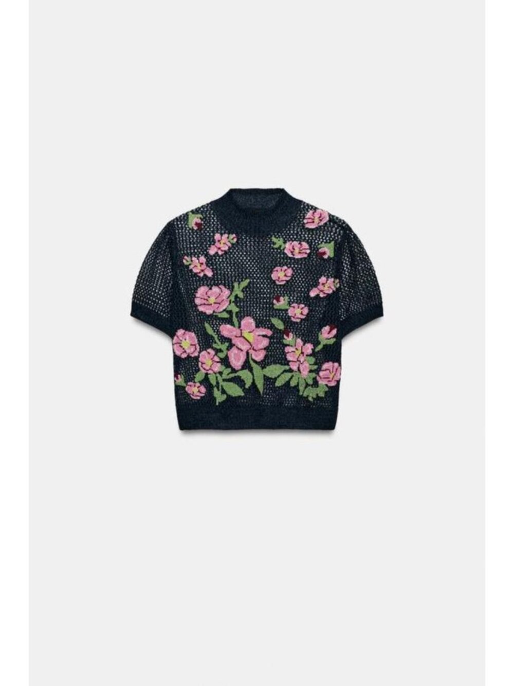 ZARA FLORAL EMBROIDERED KNIT TOP